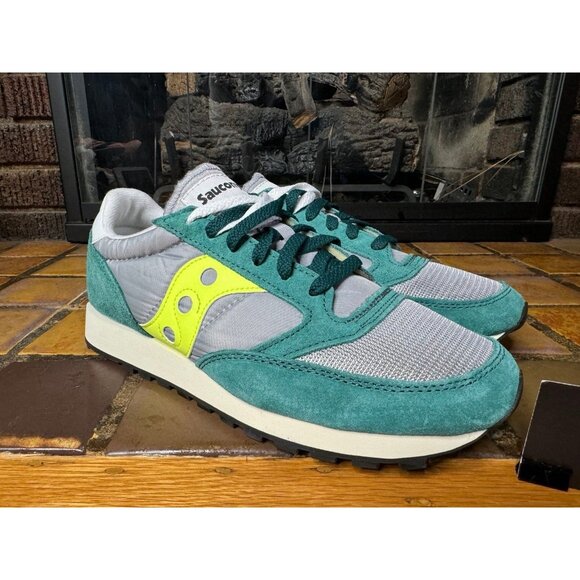 Mens 10 Saucony Original Jazz Vintage Green Grey Lifestyle Shoes S70368-57 - Picture 2 of 8